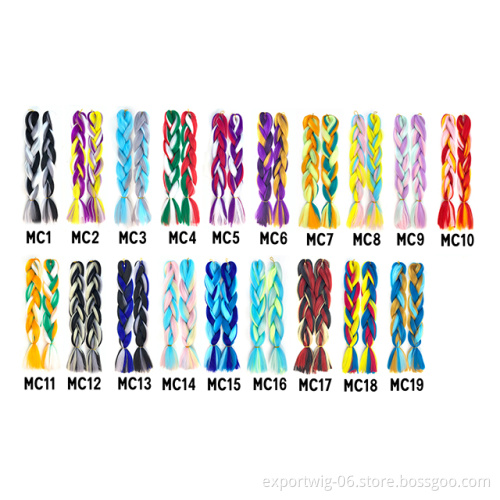 Colorful Jumbo Braiding Hair Extensions 24 inch Crochet Braids Hair Synthetic Fiber Yaki Texture